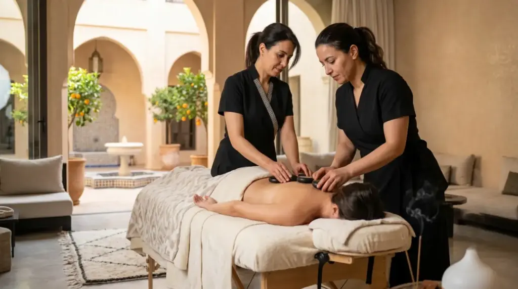 Massage aux Pierres Chaudes à Domicile Marrakech